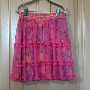 Finding Foxtale Pink Floral Skirt Flower Power Girls size 7 NEW!